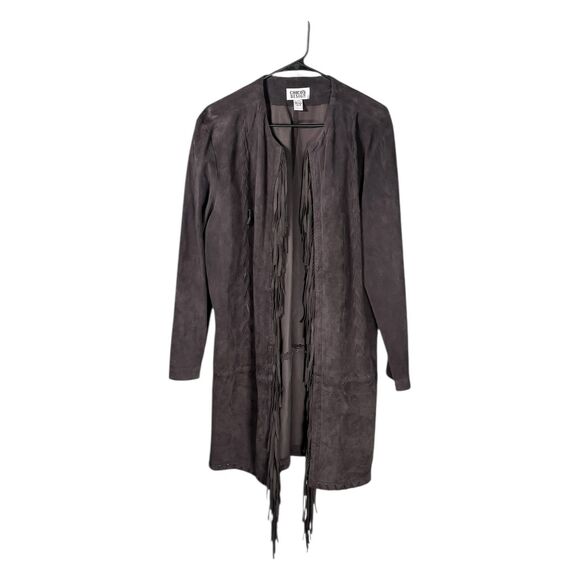 Chico's Suede Leather Jacket Women's Brown Fringe Western Vintage Coat Sz 2 L/12 - Picture 1 of 9